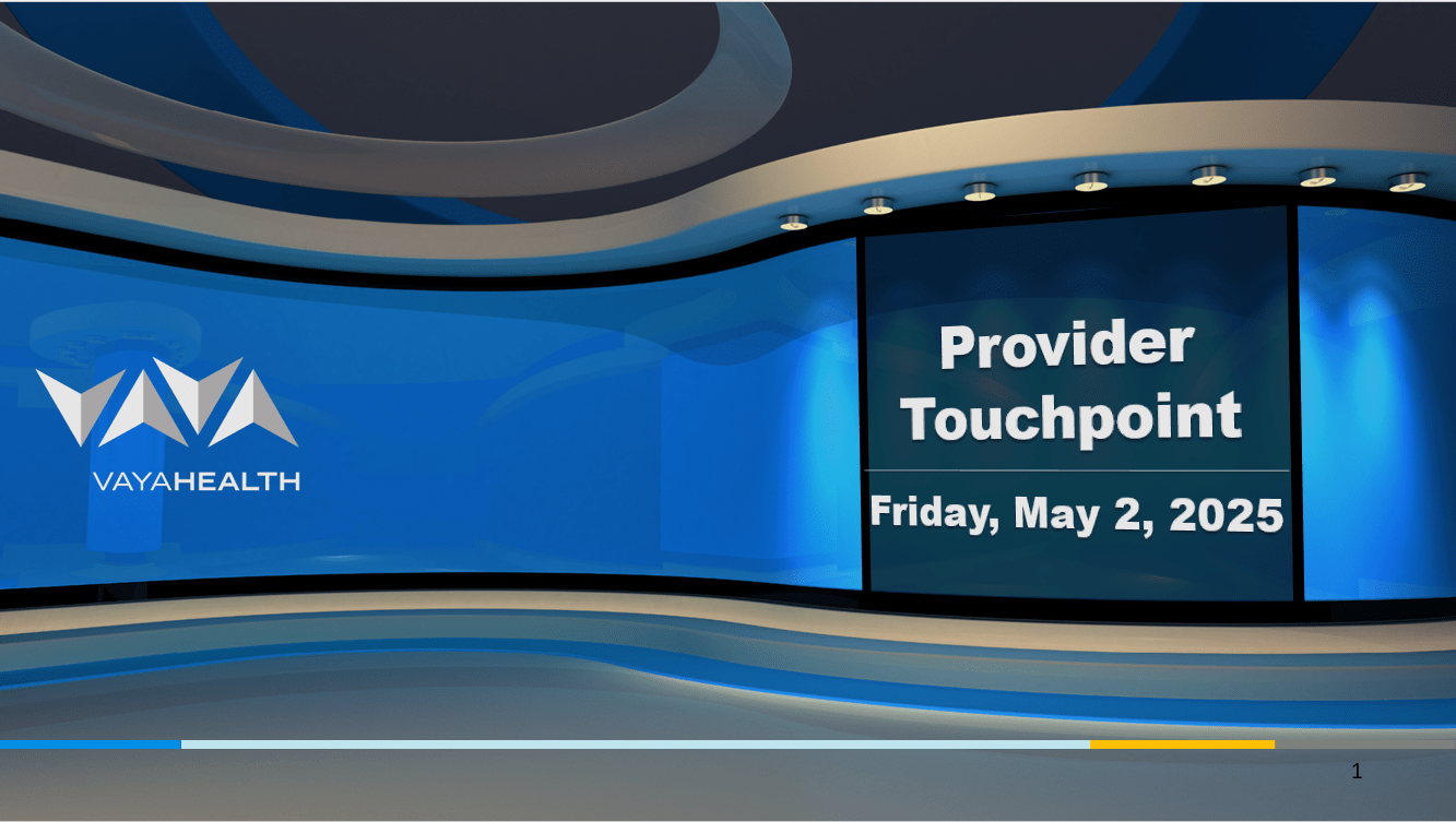 Provider Touchpoint Townhall Slide Opening Screen